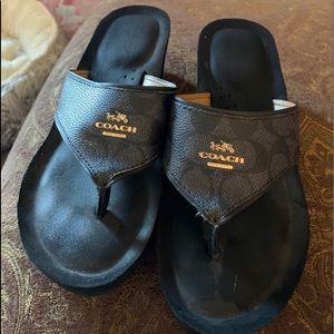 Coach flip flops with wedge heel .